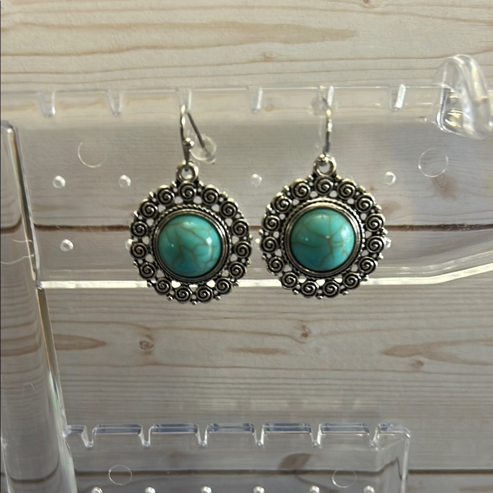 Elegant Silver and Turquoise Earrings